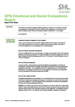 OPQ Emotional and Social Competence Report