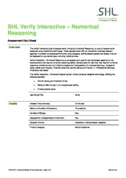 Verify Interactive – Numerical Reasoning